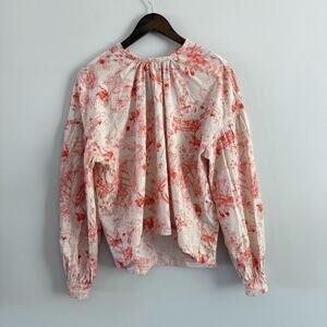 TELA Italy Women’s Contemporary Red White Blouse Top Long Sleeve Sketch Pictures